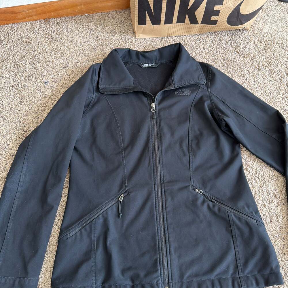 THE NORTHFACE WOMENS ATHLETIC GEAR FULL ZIP BLACK RUNNING HIKING JACKET M
